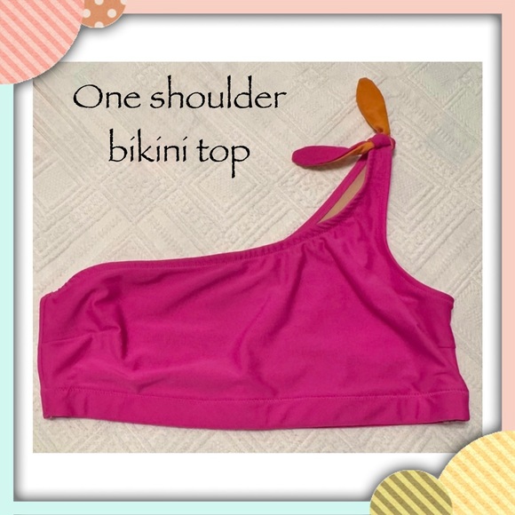 Old Navy Other - Old Navy bikini swim top - one shoulder tie - pink & orange. Large